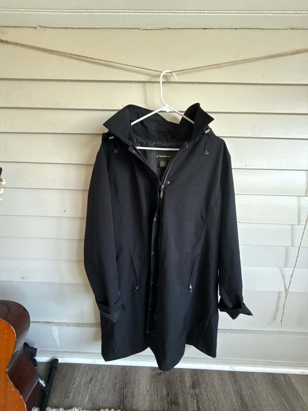 Eddie Bauer Raincoat Size 3X Black Hooded Jacket